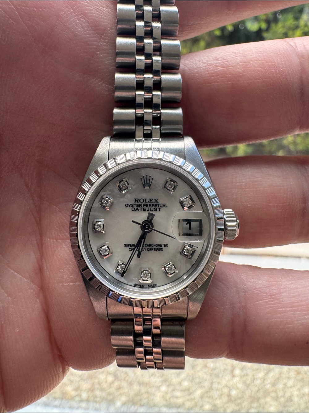Rolex Datejust Ladies Steel 24mm Mother of Pearl Diamond Dial